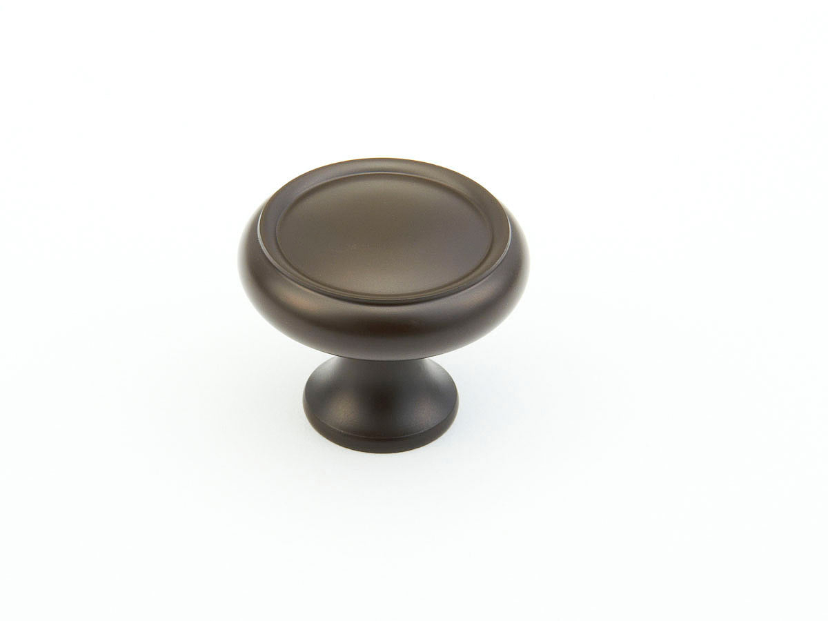 Schaub Traditional / Country, Rimmed Round Knob, Oil Rubbed Bronze, 1-1/4" dia Schaub Hentell Schaub