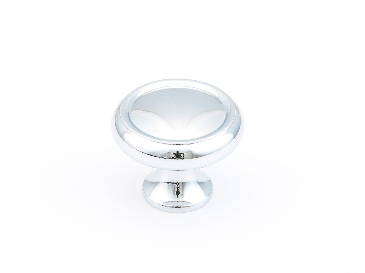 Schaub Traditional / Country, Rimmed Round Knob, Polished Chrome, 1-1/4" dia Schaub Hentell Schaub