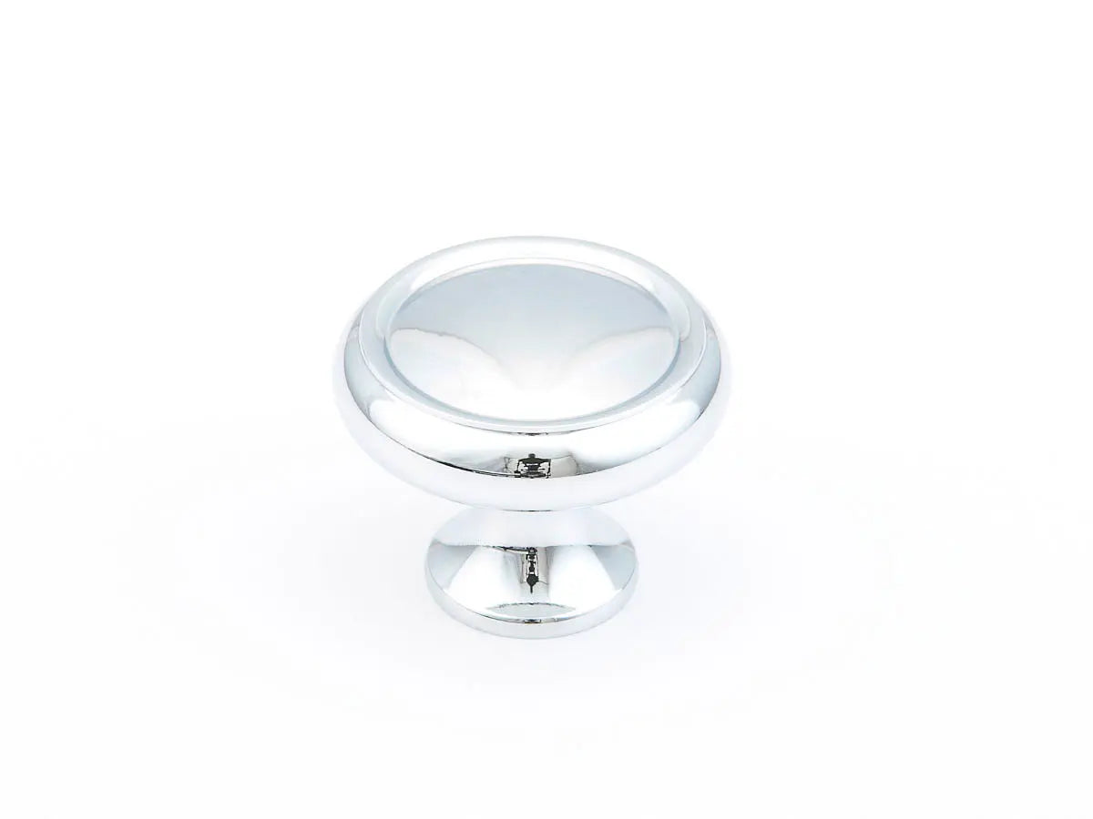 Schaub Traditional / Country, Rimmed Round Knob, Polished Chrome, 1-1/4" dia Schaub Hentell Schaub