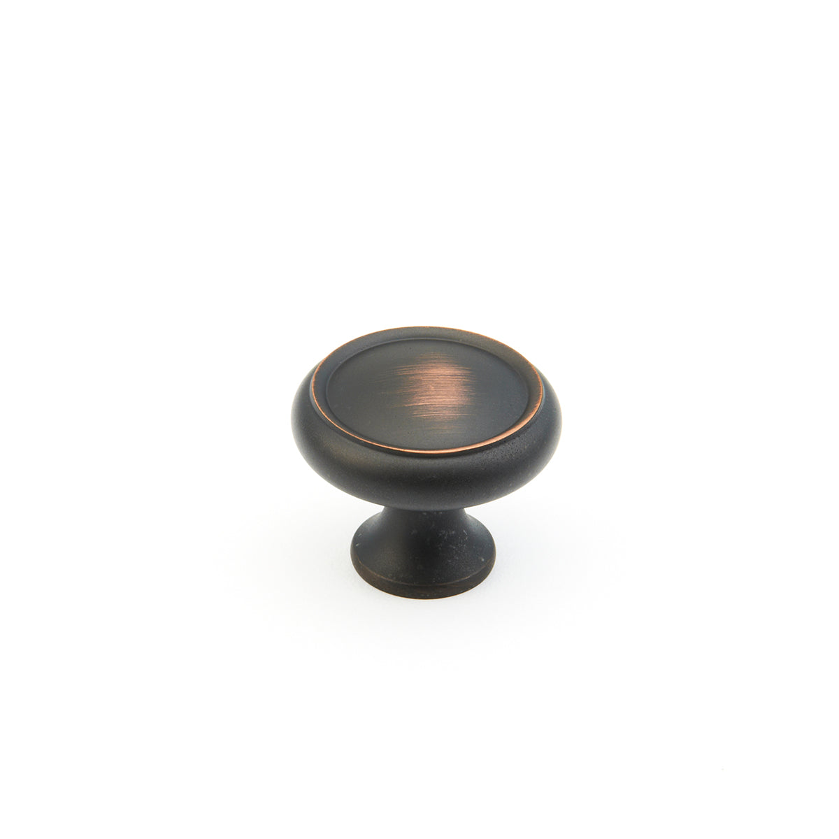 Schaub Traditional, Rimmed Round Knob, Michelangelo Bronze, 1-1/4" dia