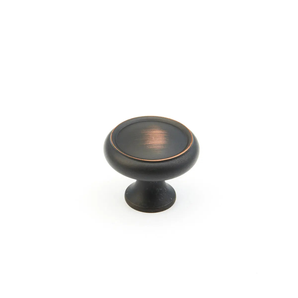 Schaub Traditional, Rimmed Round Knob, Michelangelo Bronze, 1-1/4" dia Schaub Hentell Schaub