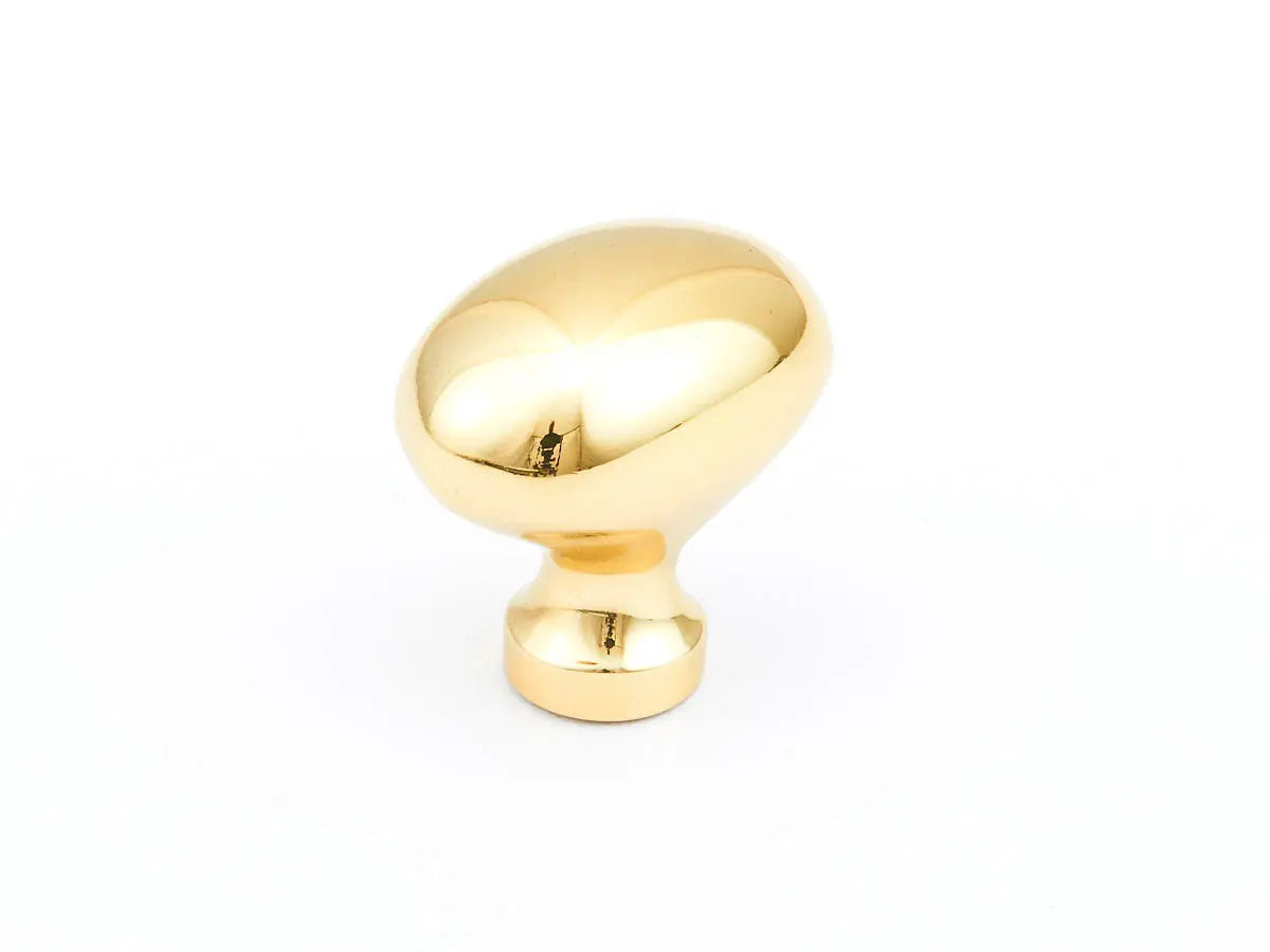 Schaub Traditional, Knob, Oval, Polished Brass, 1-3/8" dia Schaub Hentell Schaub