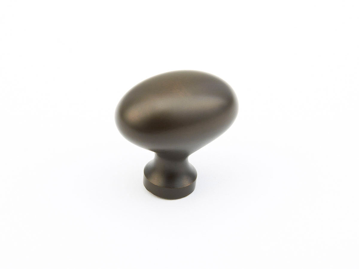 Schaub Traditional / Country, Knob, Oval, Oil Rubbed Bronze, 1-3/8" dia Schaub Hentell Schaub