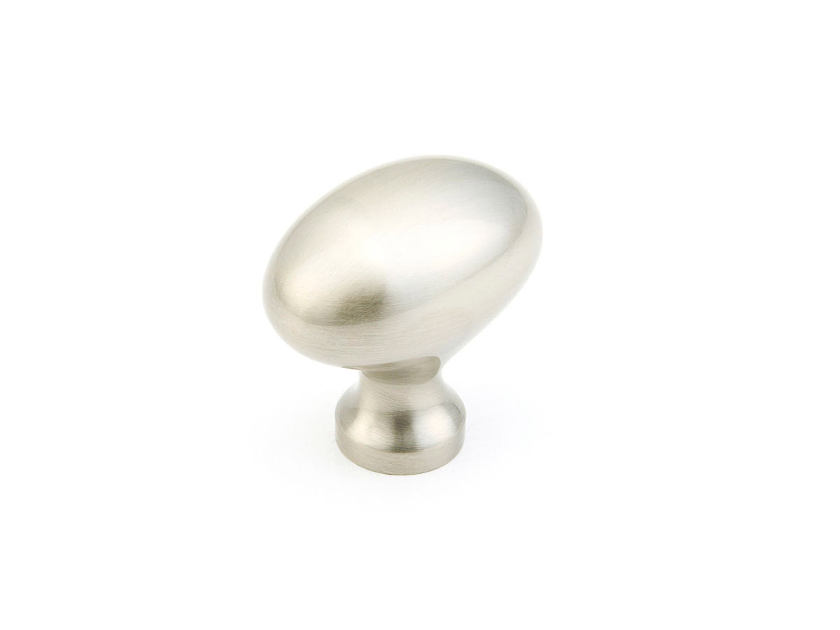 Schaub Traditional / Country, Knob, Oval, Satin Nickel, 1-3/8" dia Schaub Hentell Schaub