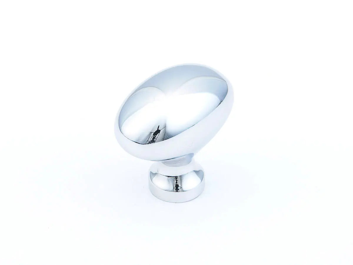 Schaub Traditional / Country, Knob, Oval, Polished Chrome, 1-3/8" dia Schaub Hentell Schaub