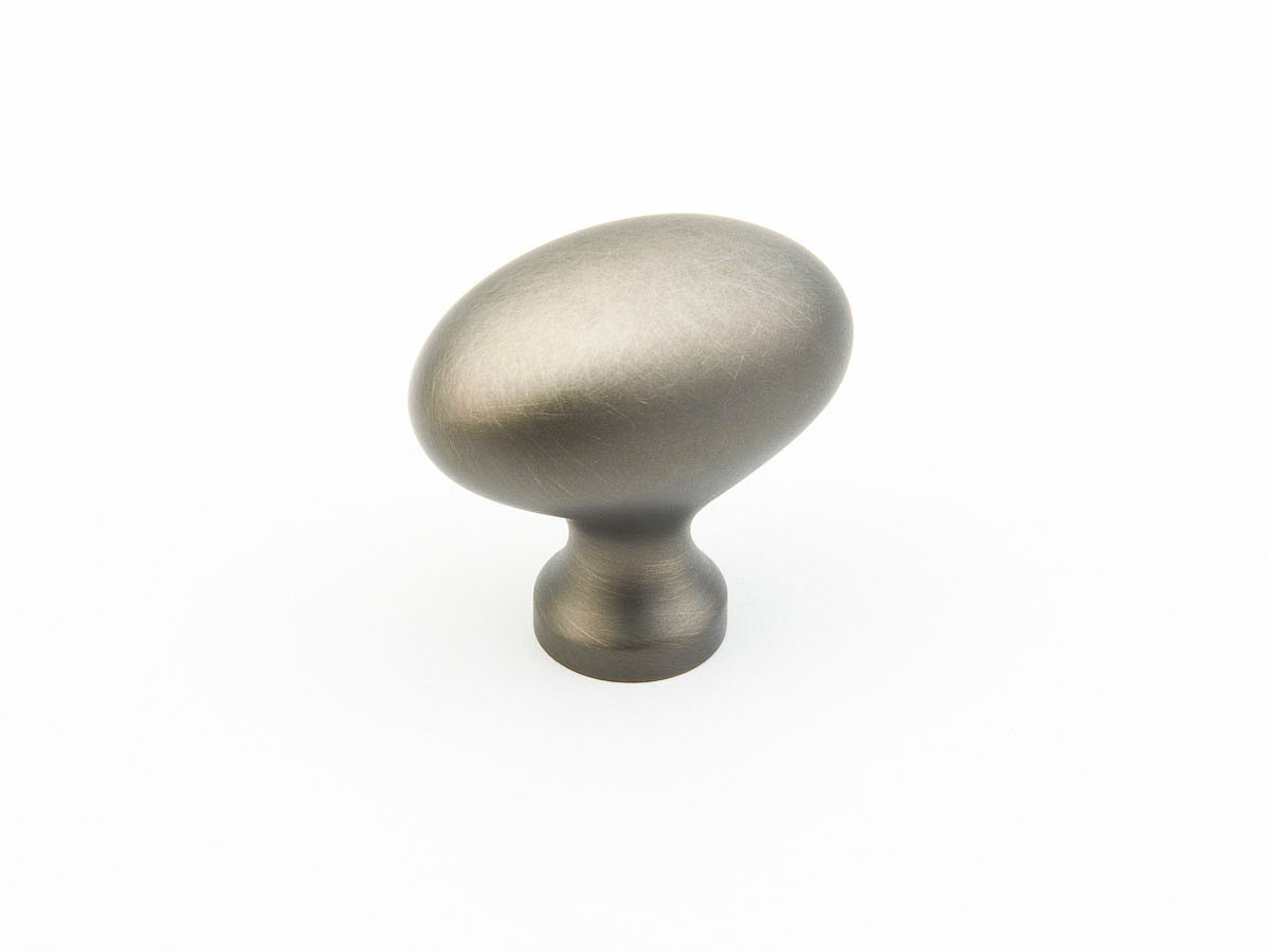 Schaub Traditional / Country, Knob, Oval, Antique Nickel, 1-3/8" dia Schaub Hentell Schaub