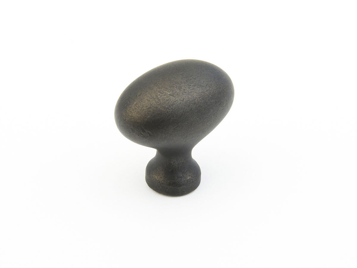 Schaub Traditional, Knob, Oval, Distressed Bronze, 1-3/8" dia Schaub Hentell Schaub