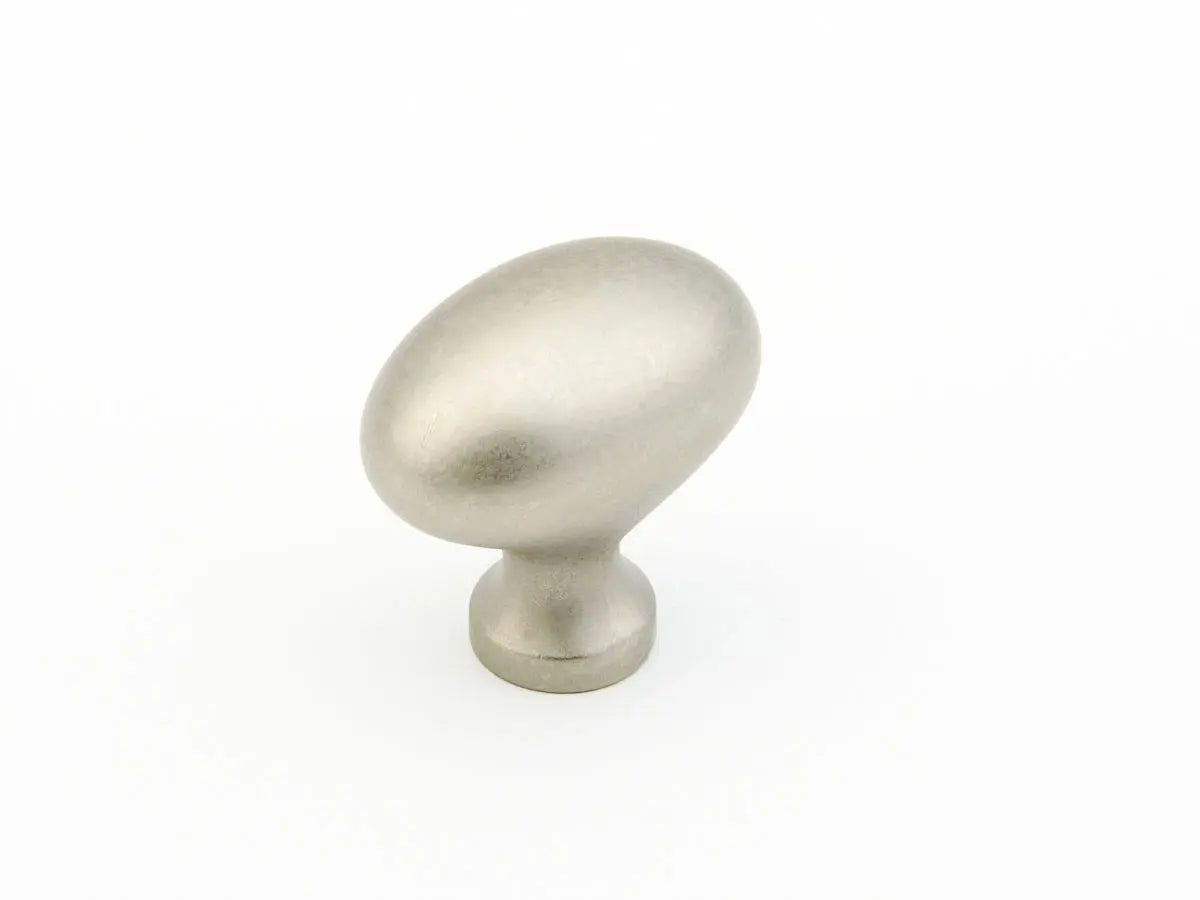 Schaub Traditional, Knob, Oval, Distressed Nickel, 1-3/8" dia Schaub Hentell Schaub