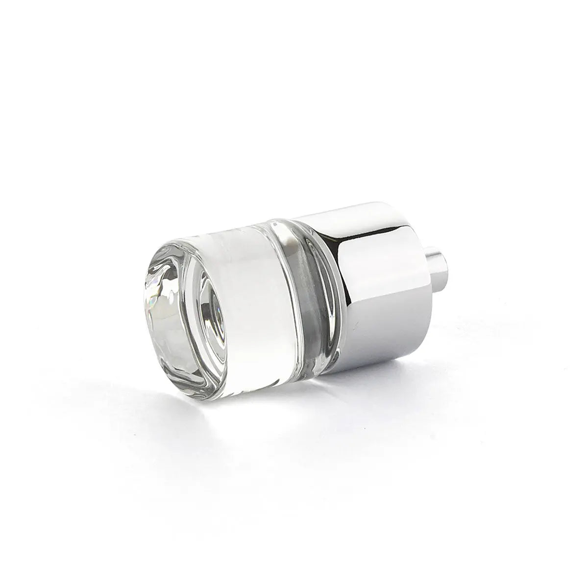 Schaub City Lights, Knob, Clear, Cylinder Glass, Polished Chrome base. Schaub Hentell Schaub