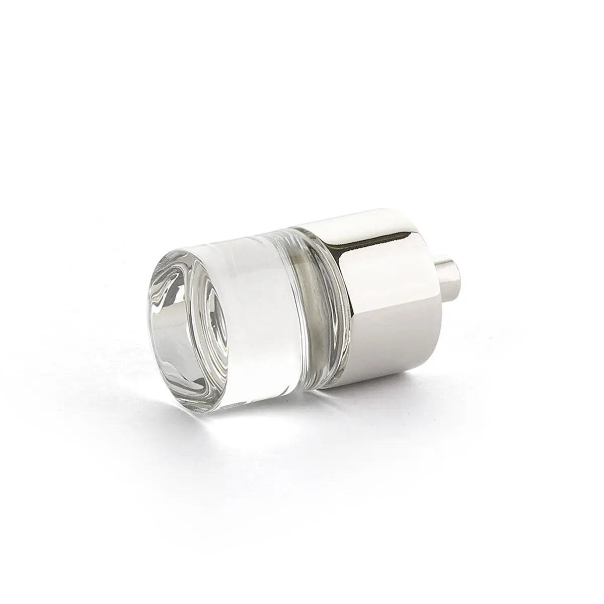 Schaub City Lights, Knob, Clear, Cylinder Glass, Polished Nickel base.. Schaub Hentell Schaub