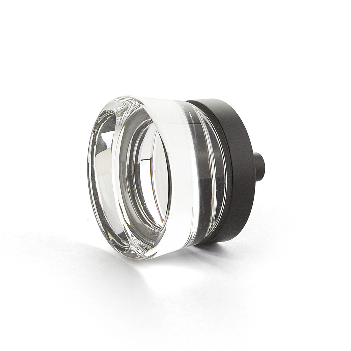 Schaub City Lights, Knob, Clear, Flat Disc Glass, Oil Rubbed Bronze base. Schaub Hentell Schaub