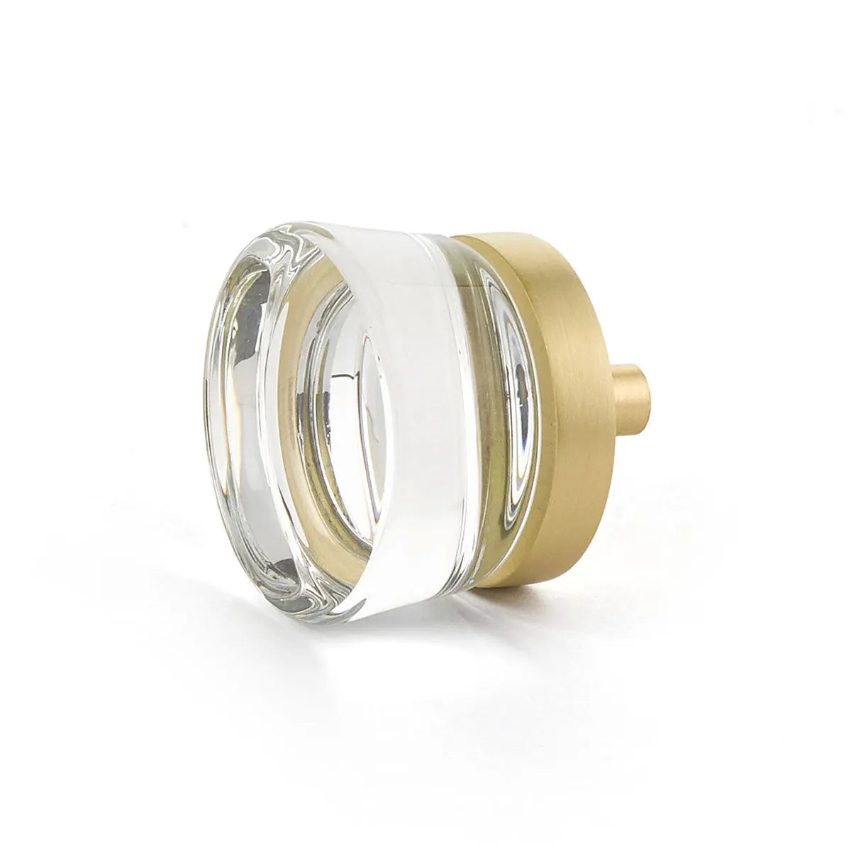 Schaub City Lights, Knob, Clear, Flat Disc Glass, Satin Brass base Schaub Hentell Schaub