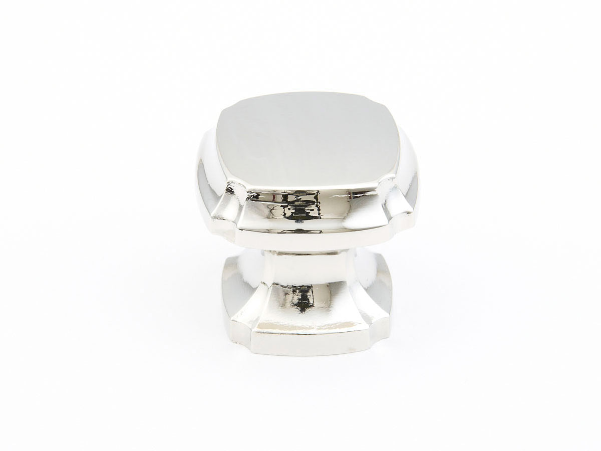 Schaub Empire, Knob, Square, Polished Nickel, 1-3/8" dia Schaub Hentell Schaub