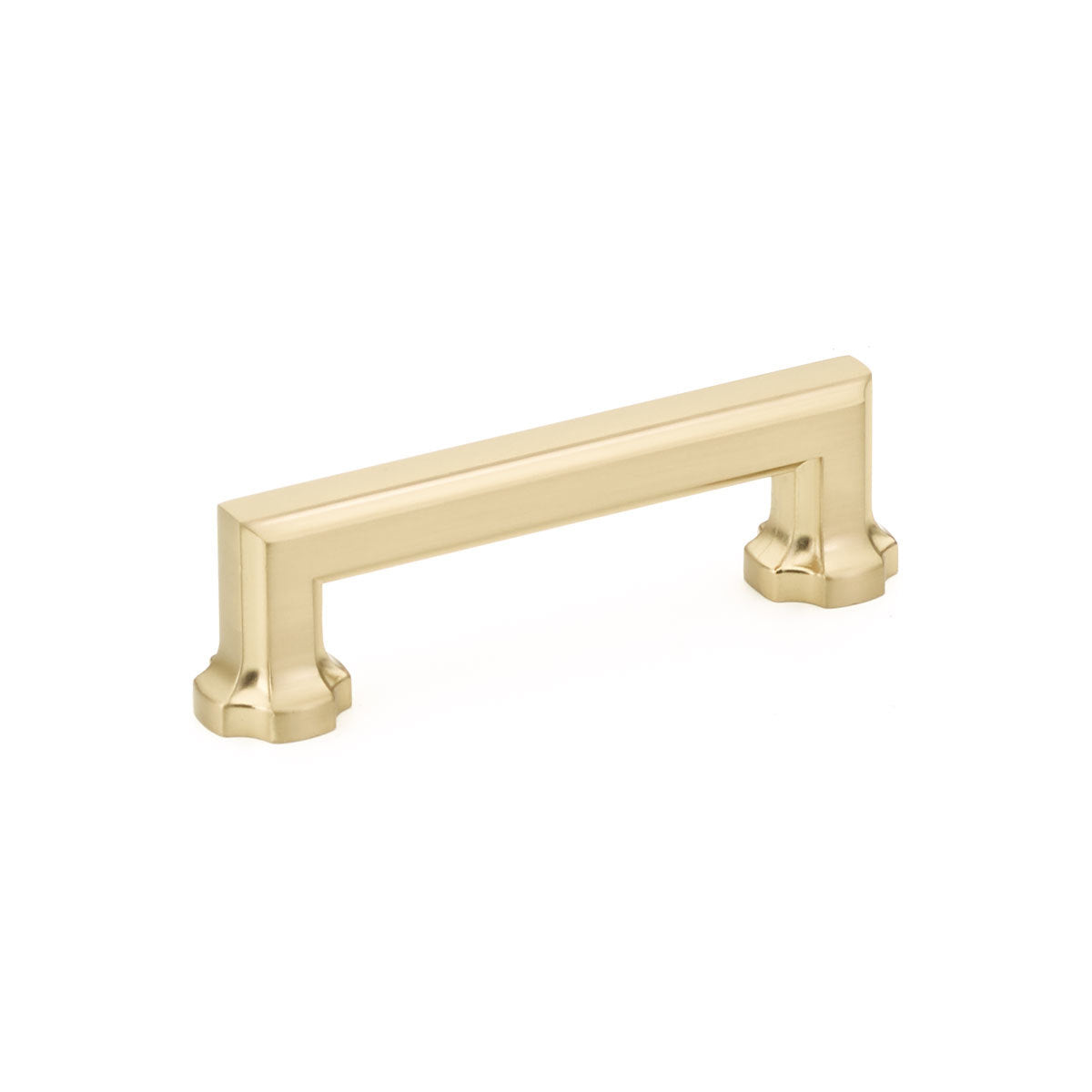 Schaub Empire, Pull, 3-1/2" cc, Signature Satin Brass Schaub Hentell Schaub