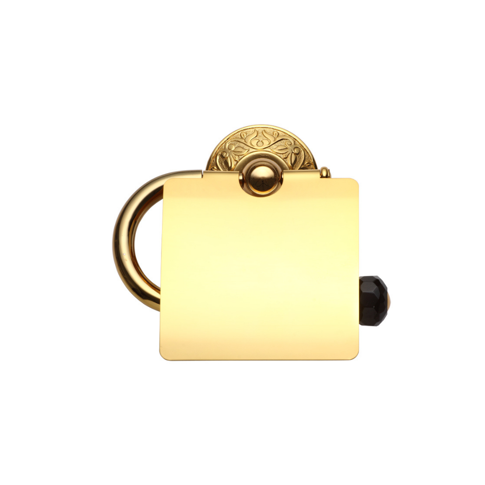 Vista D'oro Bloss Toilet Roll Holder with Black Crystal - Hentell