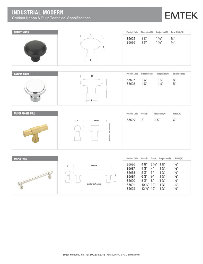 Emtek Jasper Cabinet Pull - Hentell