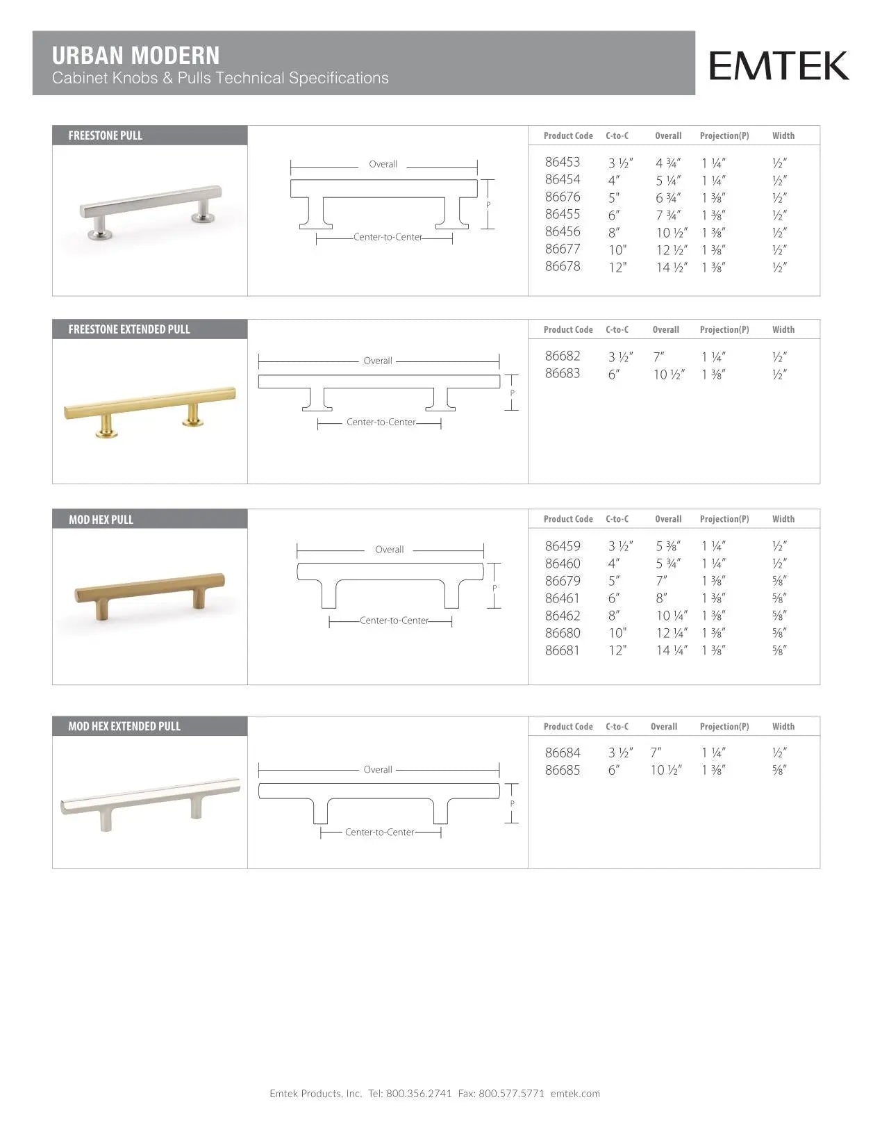 Emtek Mod Hex Cabinet Pull - Hentell
