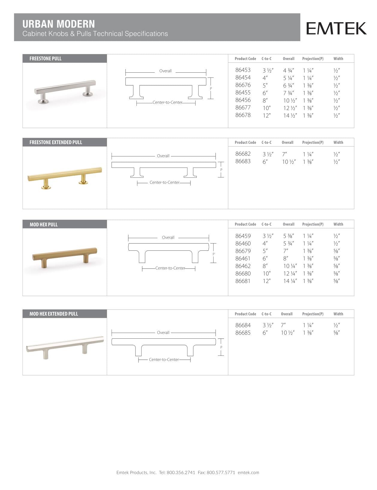 Emtek Freestone Extended Cabinet Pull - Hentell