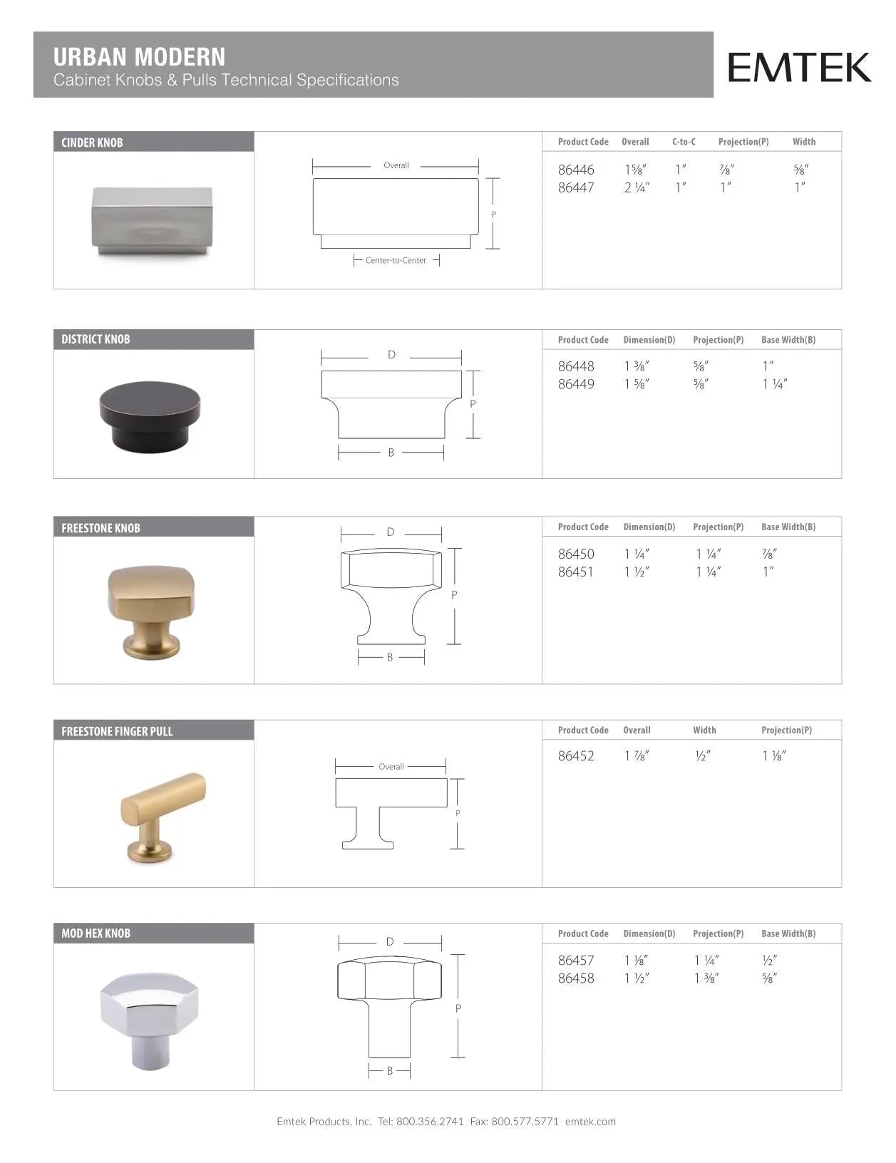 Emtek Mod Hex T-Knob - Hentell