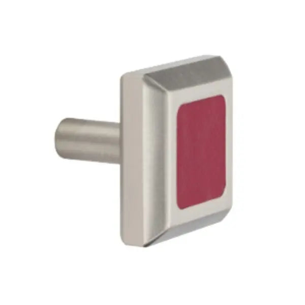 Tanners Craft Leather Accented Square, beveled Cabinet Knob with straight post Tanners Craft