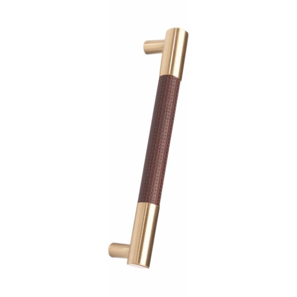 Tanners Craft Leather Accented Round Appliance Pull, Towel Bar with straight posts,
