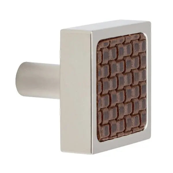 Tanners Craft Leather Accented Square Cabinet Knob with straight post Tanners Craft