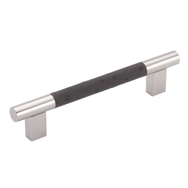 Tanners Craft Leather Accented Round Pull, Door Pull with rectangular posts