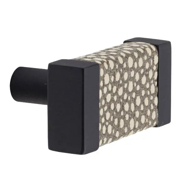 Tanners Craft Leather Accented Cabinet Pull with straight posts Tanners Craft