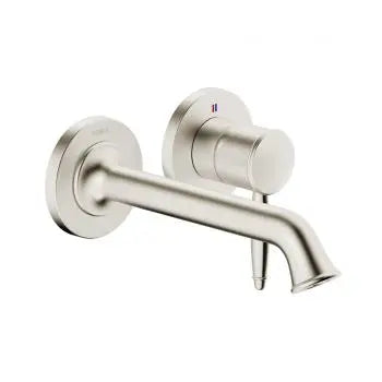 Classic 2-hole in-wall for wash basin, brushed nickel