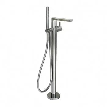 Edge free standing mixer for tub, chrome