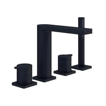 Riva X 4-hole roman tub trim kit, matte black