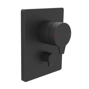 Riva X pressure balance valve trim kit, with manual diverter, matte black