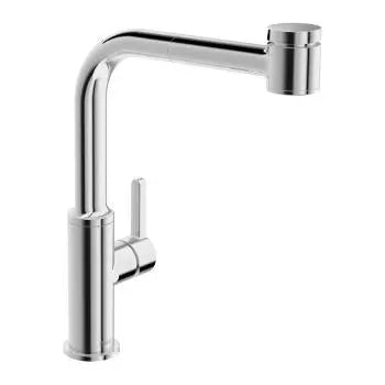 Edge high arc single-lever kitchen faucet with swivel spout; pull-out spray, chrome