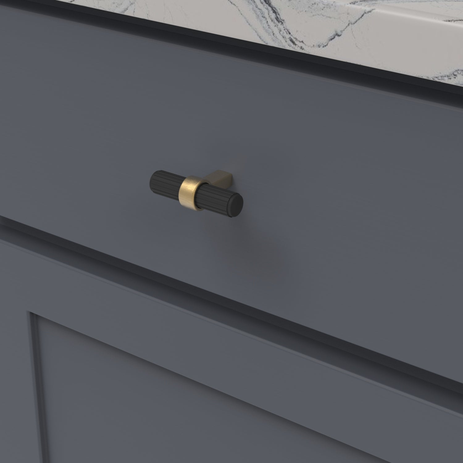 Belwith Keeler 2-3/8 Inch x 3/4 Inch Sinclaire T-Knob - Matte Black & Brushed Golden Brass