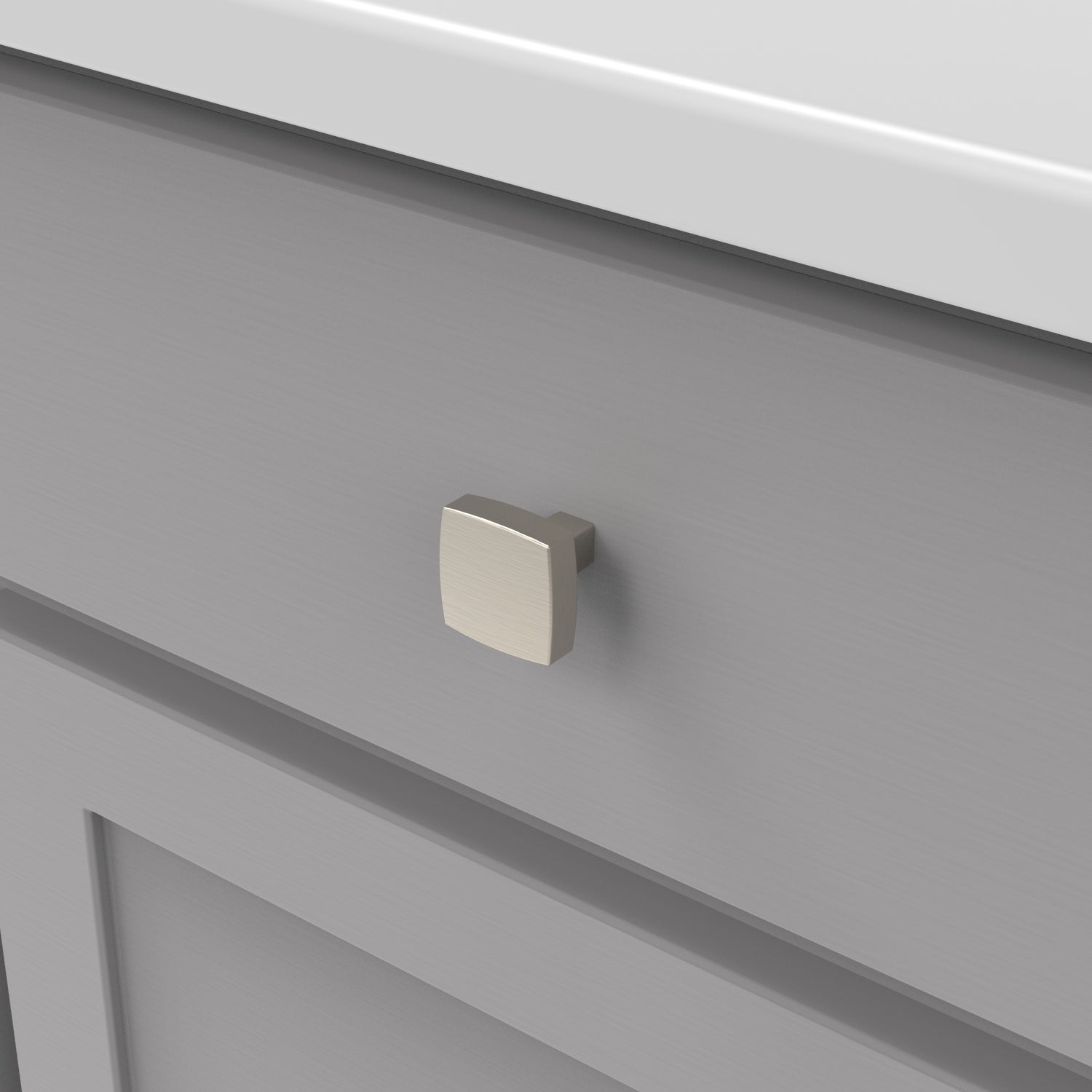 Belwith Keeler 1-1/4 Inch Square Coventry Square Knob - Satin Nickel