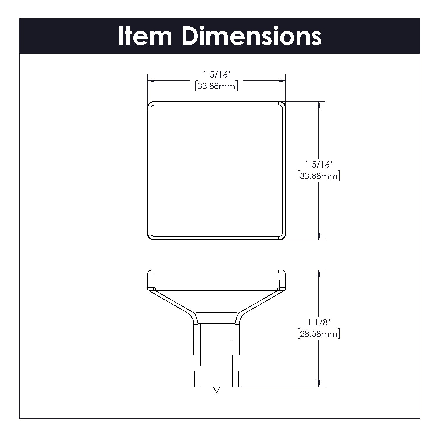 Belwith Keeler 1-5/16 Inch Square Emerge Square Knob - Brushed Golden Brass
