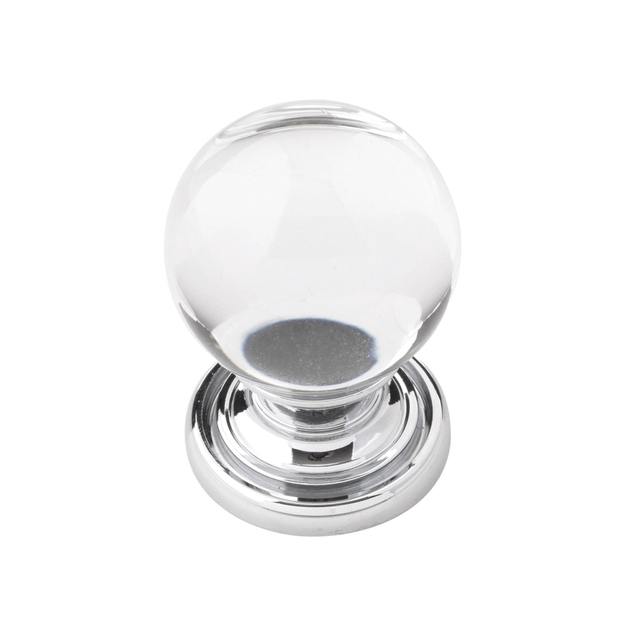 Belwith Keeler 1-1/8 Inch Diameter Luster Round Knob - Glass with Chrome