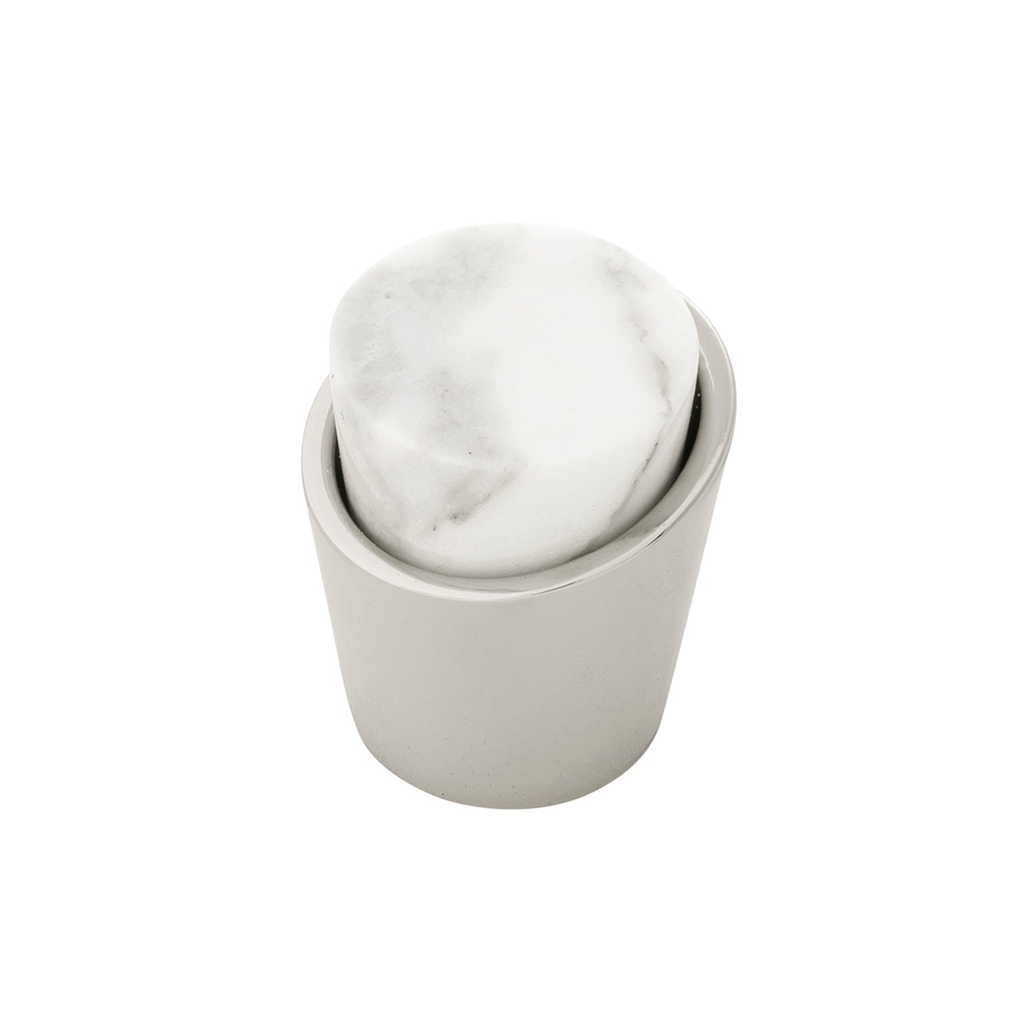 Belwith Keeler 1-1/4 Inch Diameter Firenze Conical Knob - White Marble with Polished Nickel
