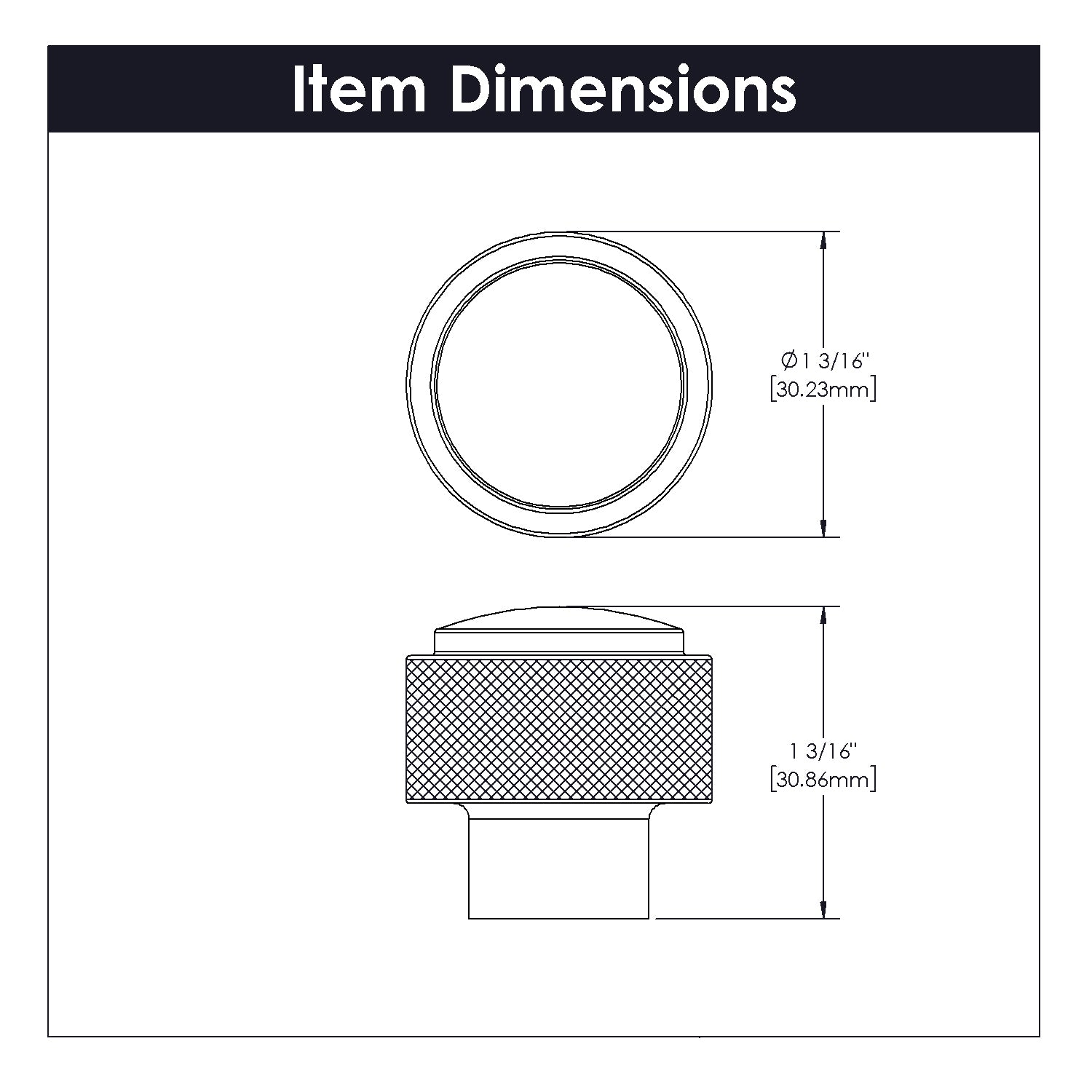 Belwith Keeler 1-3/16 Inch Diameter Verge Round Knob - Chrome