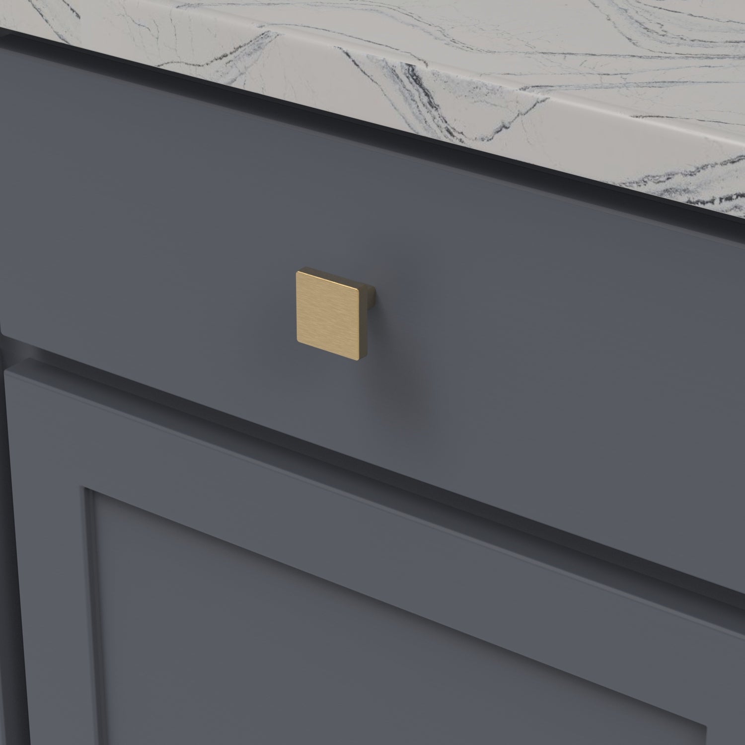 Belwith Keeler 1-5/16 Inch Square Emerge Square Knob - Brushed Golden Brass