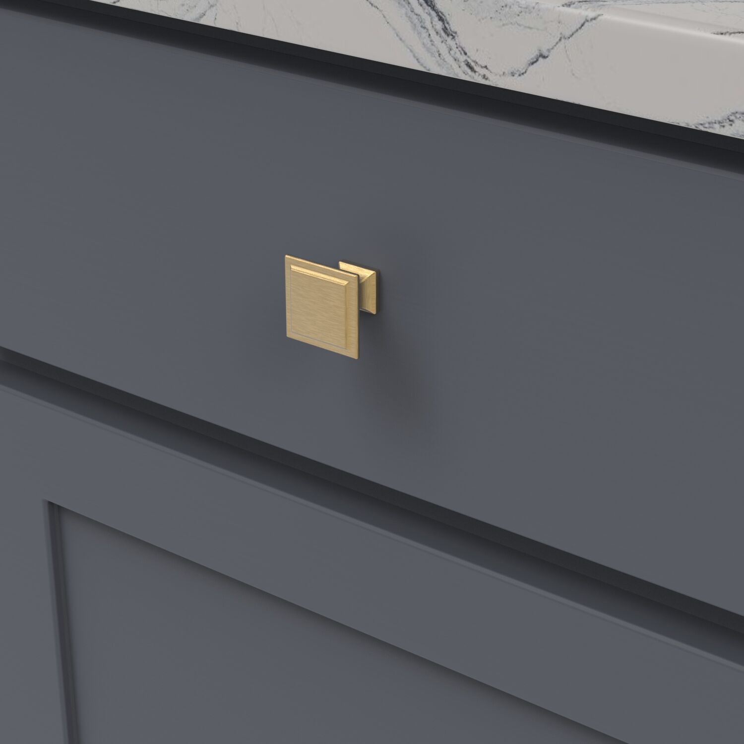 Belwith Keeler 1-1/4 Inch Square Studio II Square Knob - Brushed Golden Brass