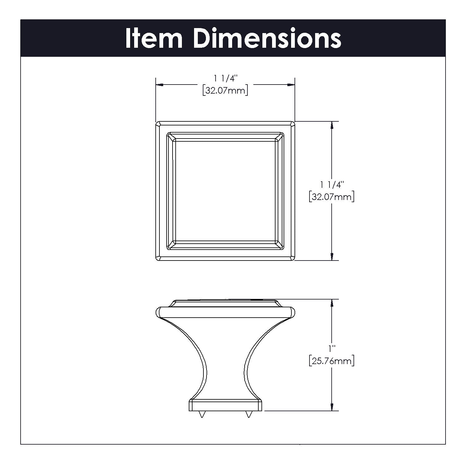Belwith Keeler 1-1/4 Inch Square Studio II Square Knob - Matte Black