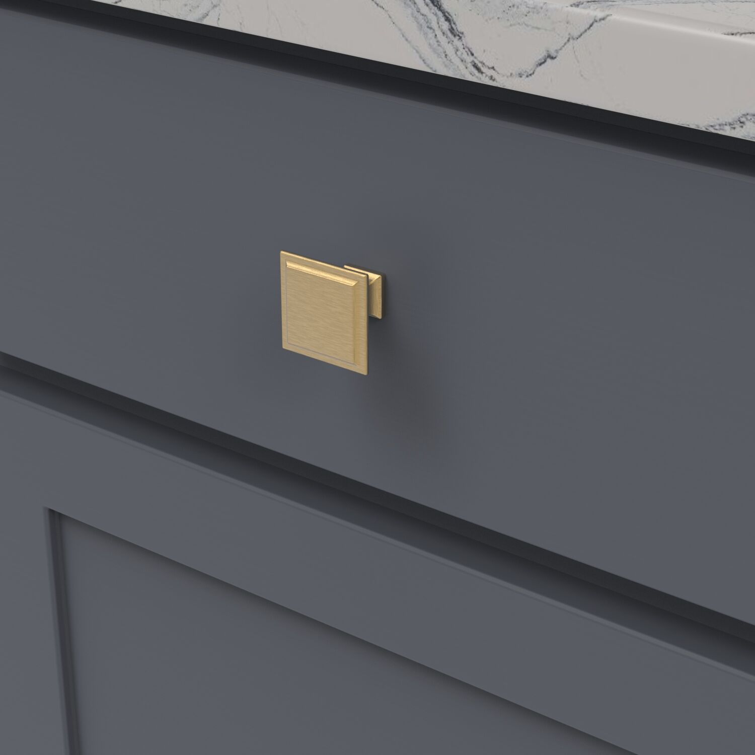 Belwith Keeler 1-1/2 Inch Square Studio II Square Knob - Brushed Golden Brass