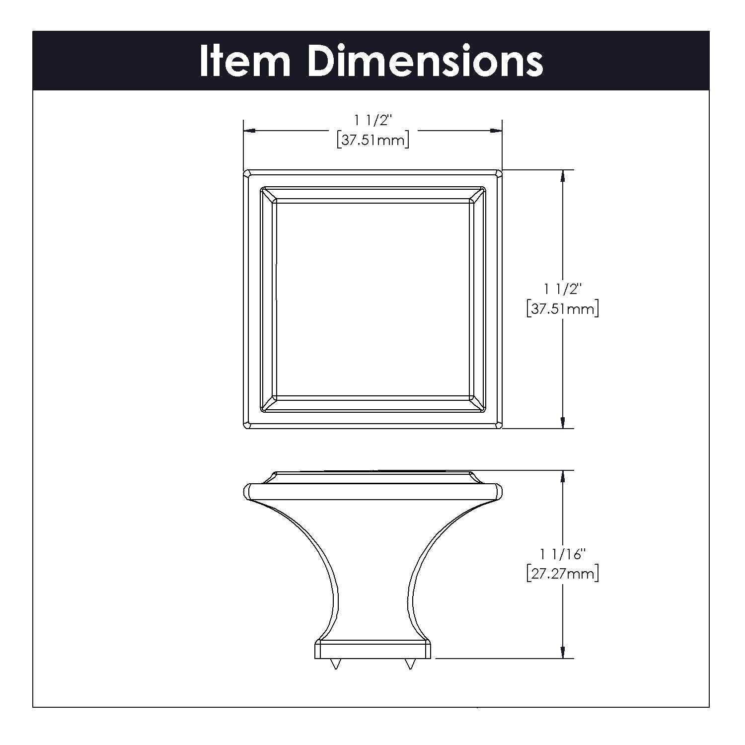Belwith Keeler 1-1/2 Inch Square Studio II Square Knob - Satin Nickel