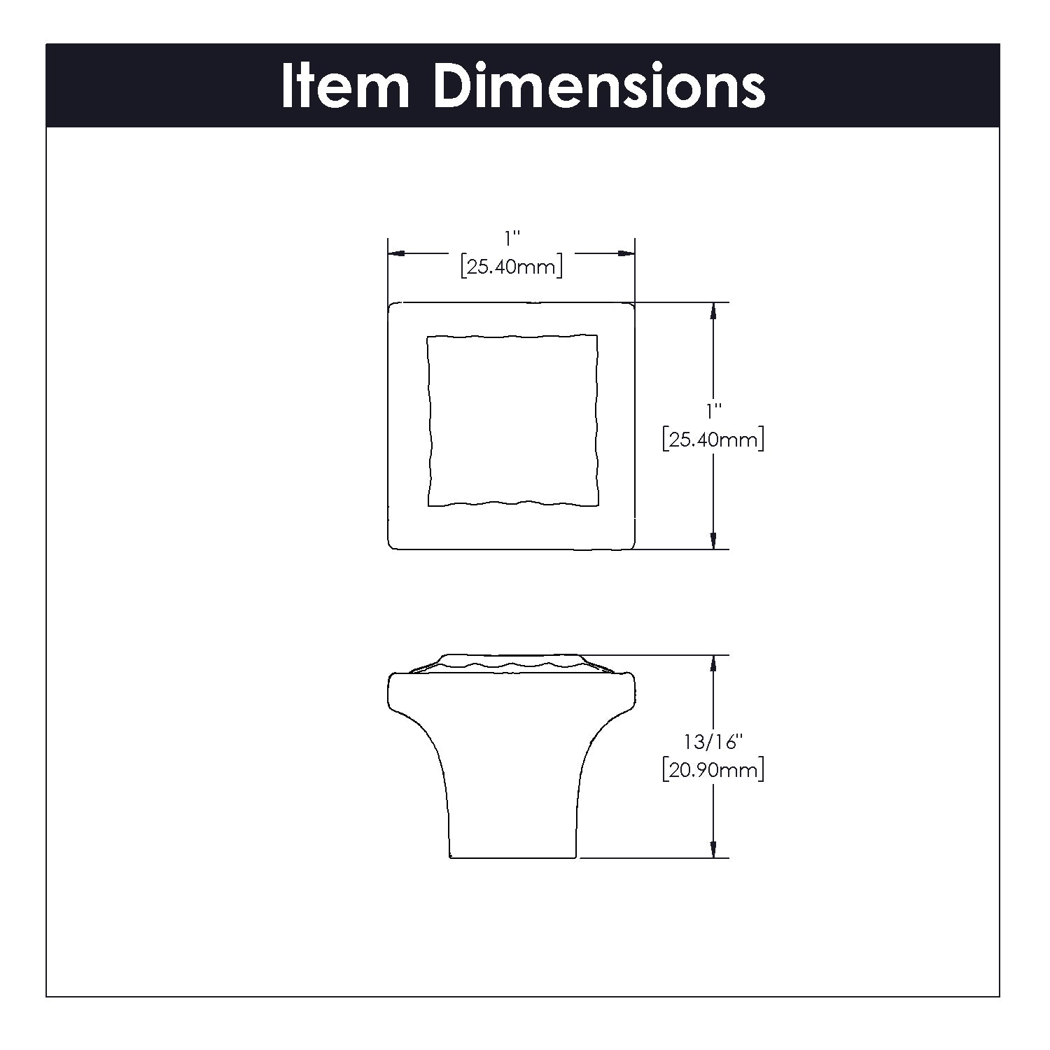 Belwith Keeler 1 Inch Square Bijou Astoria Square Knob - Brushed Golden Brass