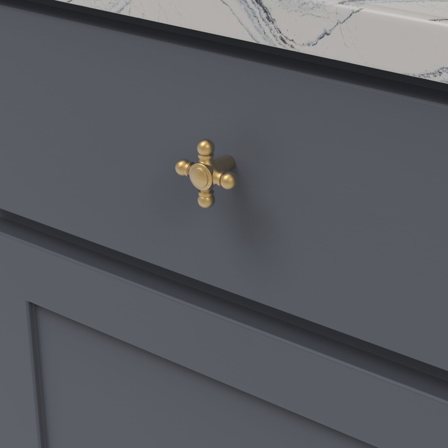 Belwith Keeler 1-11/16 Inch x 1-11/16 Inch Fuller Knob - Brushed Golden Brass