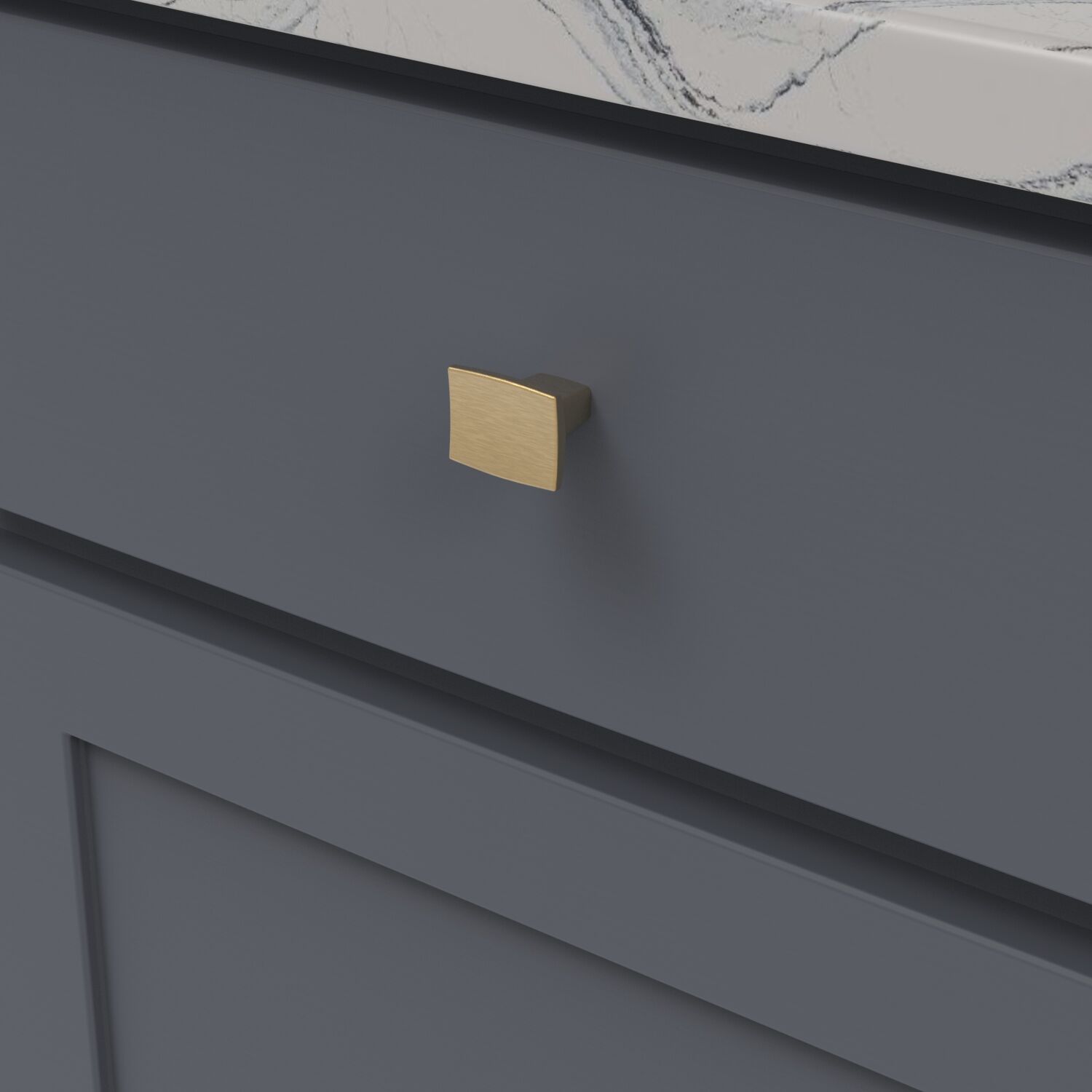 Belwith Keeler 1-1/4 Inch x 1 Inch Channel Rectangular Knob - Brushed Golden Brass
