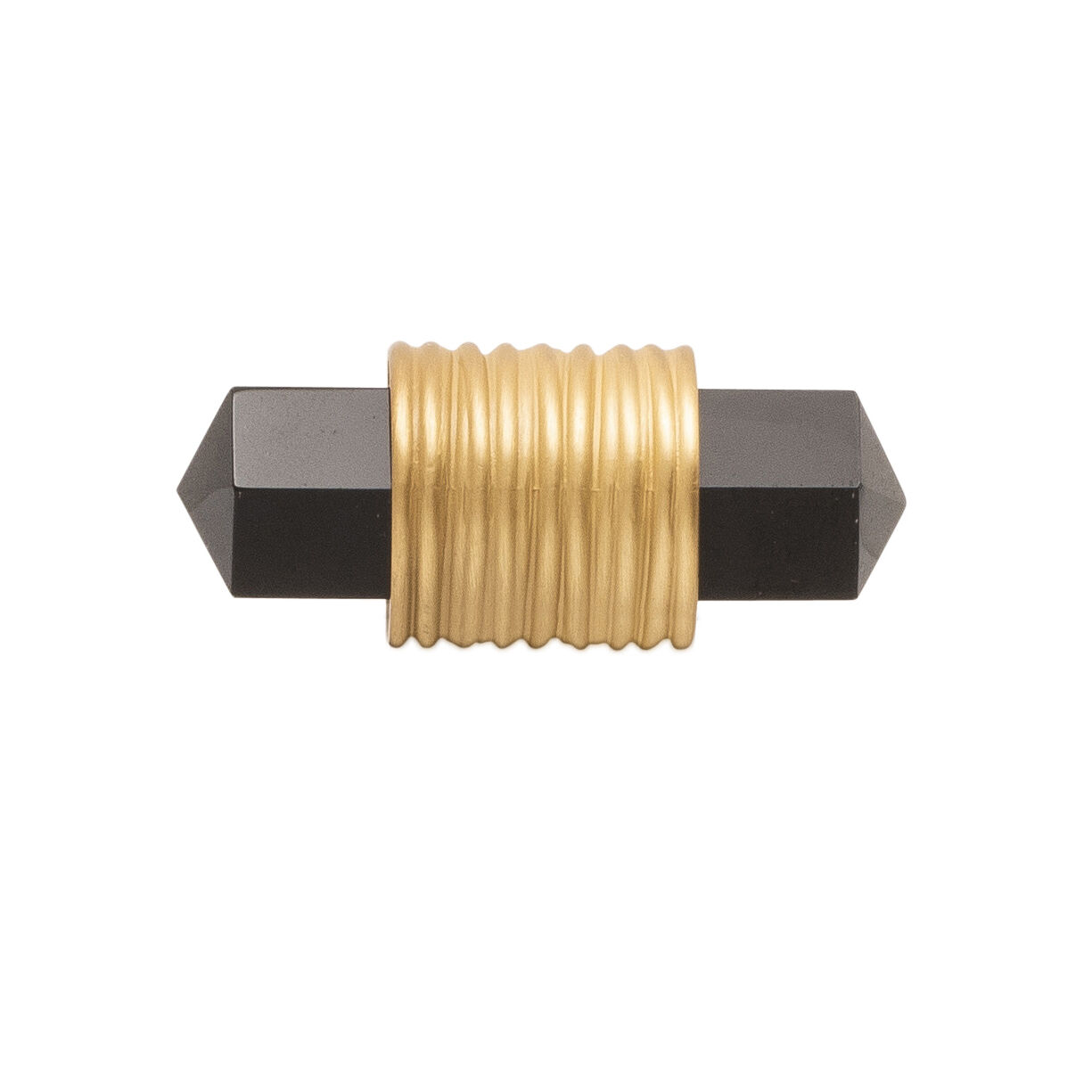 Belwith Keeler 1-7/8 Inch x 3/4 Inch Chrysalis T-Knob - Brushed Golden Brass with Opaque Black Glass