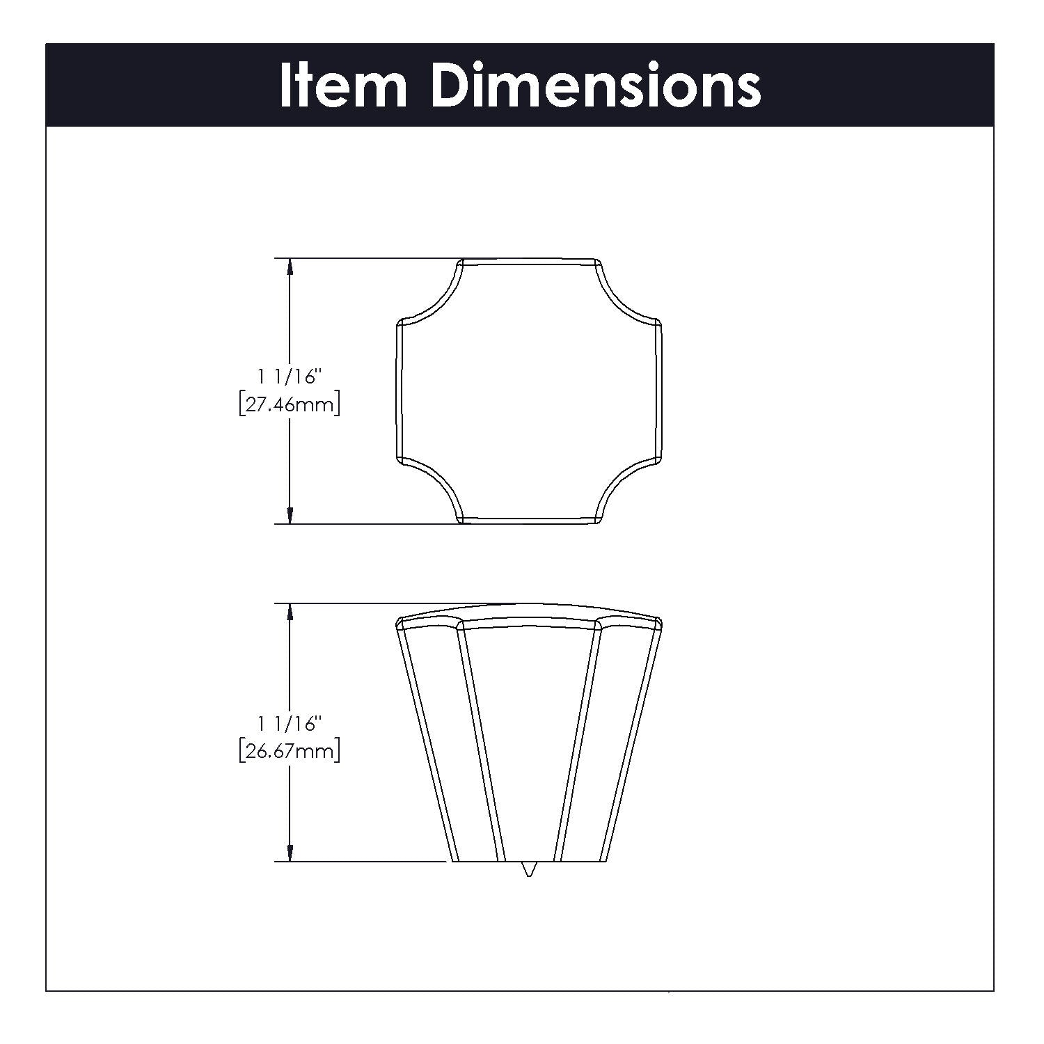 Belwith Keeler 1-1/8 Inch x 1-1/8 Inch Monarch Conical Knob - Matte Black