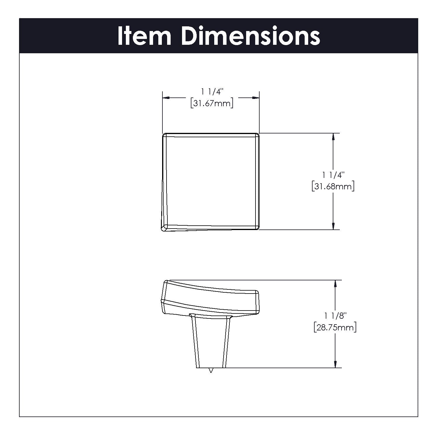 Belwith Keeler 1-1/4 Inch Square Flex Square Knob - Matte Black